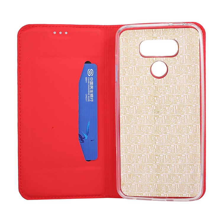 Ultra-thin Stand Leather Cell Phone Cover for LG G6 - Red-3