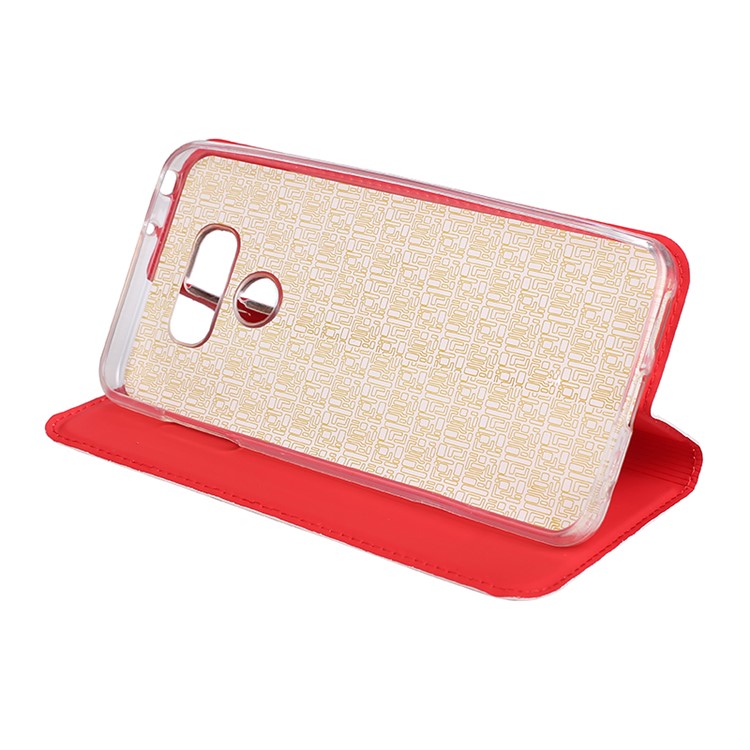 Ultra-thin Stand Leather Cell Phone Cover for LG G6 - Red-4