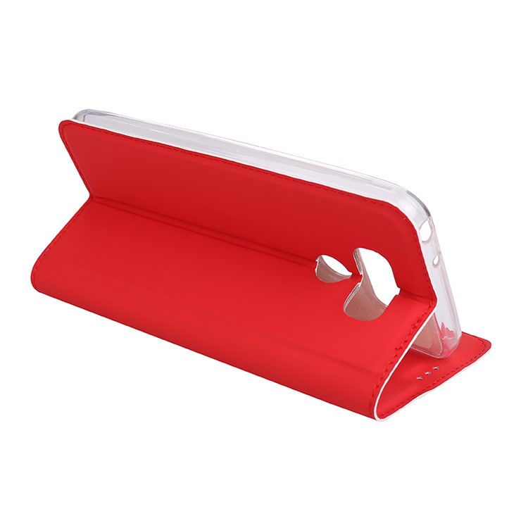 Ultra-thin Stand Leather Cell Phone Cover for LG G6 - Red-5