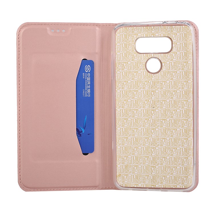 Ultra-thin Stand Leather Cell Phone Shell for LG G6 - Pink-3