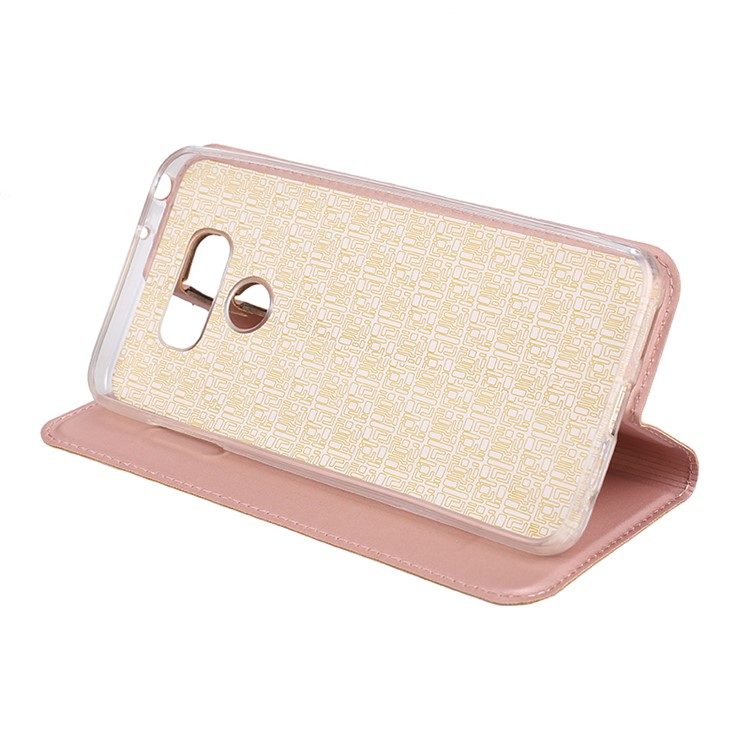 Ultra-thin Stand Leather Cell Phone Shell for LG G6 - Pink-4