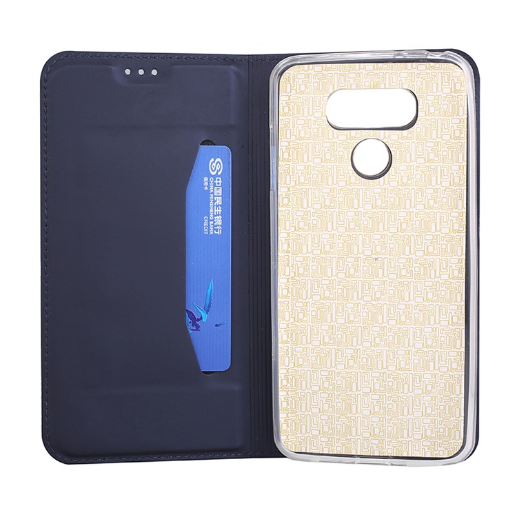 Folio Ultra-thin Stand Leather Cell Phone Casing for LG G6 - Dark Blue-3