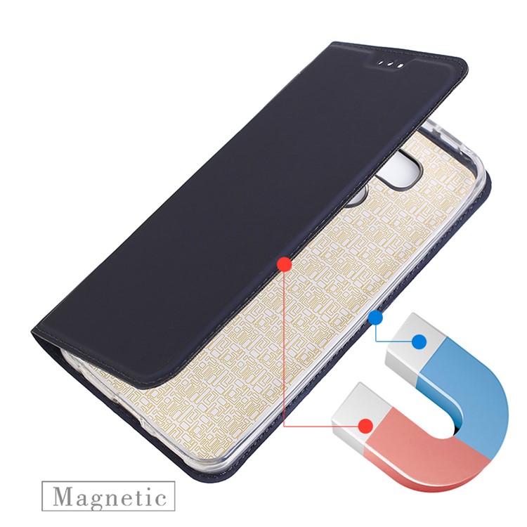 Folio Ultra-thin Stand Leather Cell Phone Casing for LG G6 - Dark Blue-6