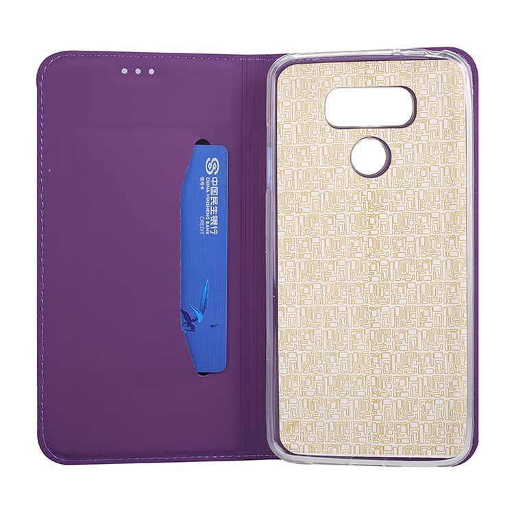 Ultra-thin Leather Cell Phone Casing with Stand for LG G6 - Purple-3
