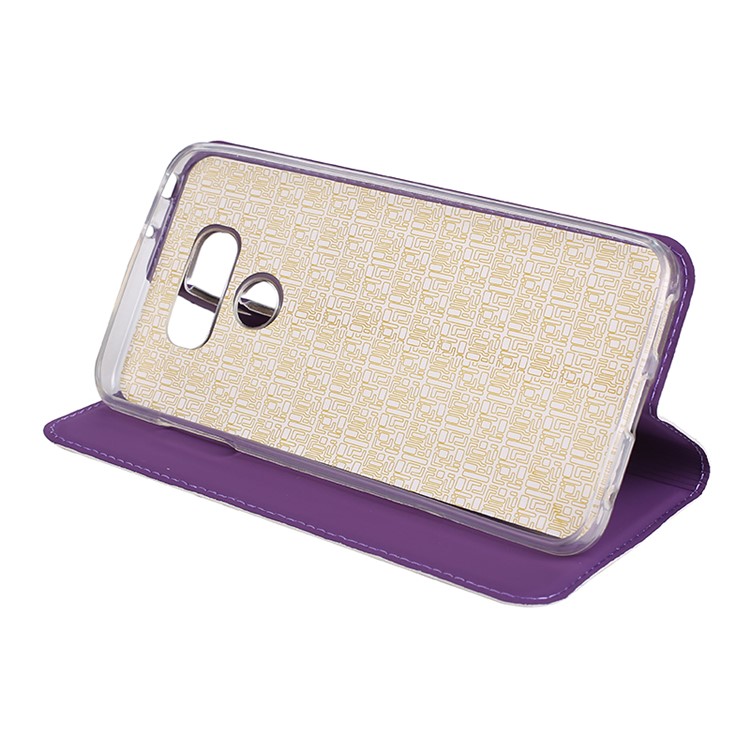 Ultra-thin Leather Cell Phone Casing with Stand for LG G6 - Purple-4