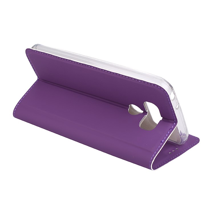 Ultra-thin Leather Cell Phone Casing with Stand for LG G6 - Purple-5
