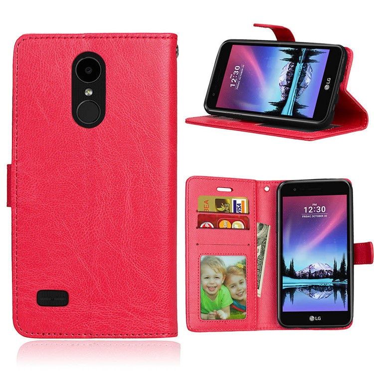 3 Card Slots Wallet Leather Mobile Case for LG K4 (2017) EU Version - Red-1