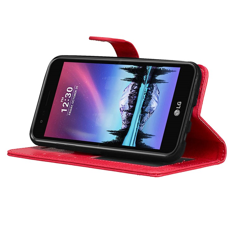 3 Card Slots Wallet Leather Mobile Case for LG K4 (2017) EU Version - Red-13