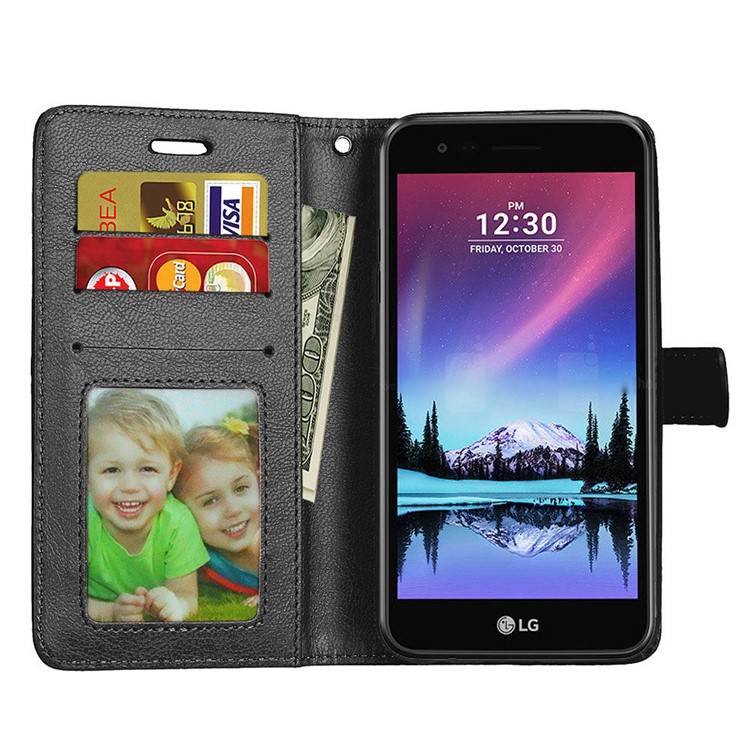 Crazy Horse Grain Wallet PU Leather Stand Mobile Casing for LG K10 (2017) US Version - Black-9