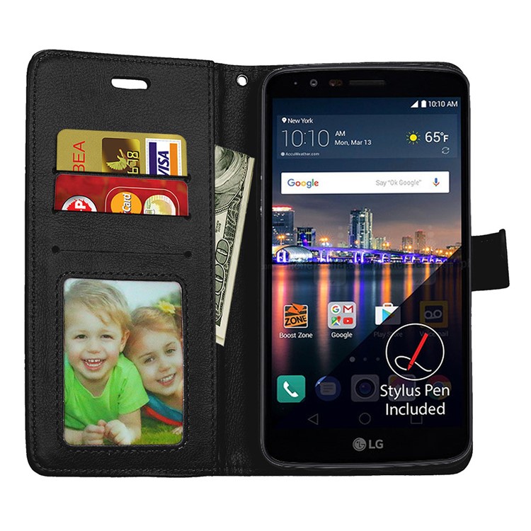 Crazy Horse PU Leather Wallet Stand Mobile Phone Cover with Card Slots for LG Stylus 3 US Version - Black-9