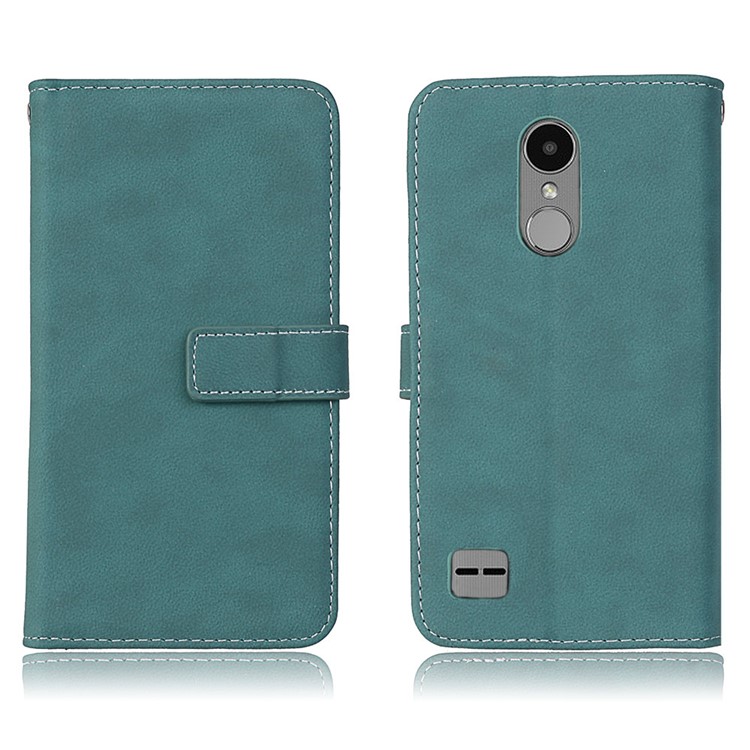 Matte Finish Stand Wallet Leather Protective Casing for LG K10 (2017) US Version - Blue-2