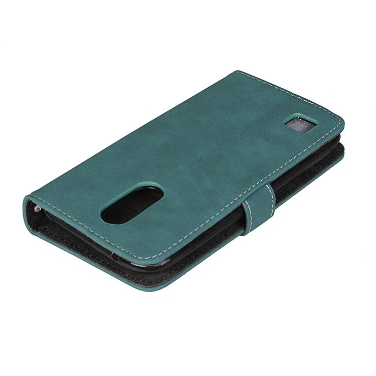 Matte Finish Stand Wallet Leather Protective Casing for LG K10 (2017) US Version - Blue-5