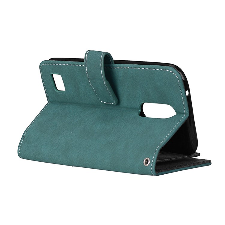 Matte Finish Stand Wallet Leather Protective Casing for LG K10 (2017) US Version - Blue-7