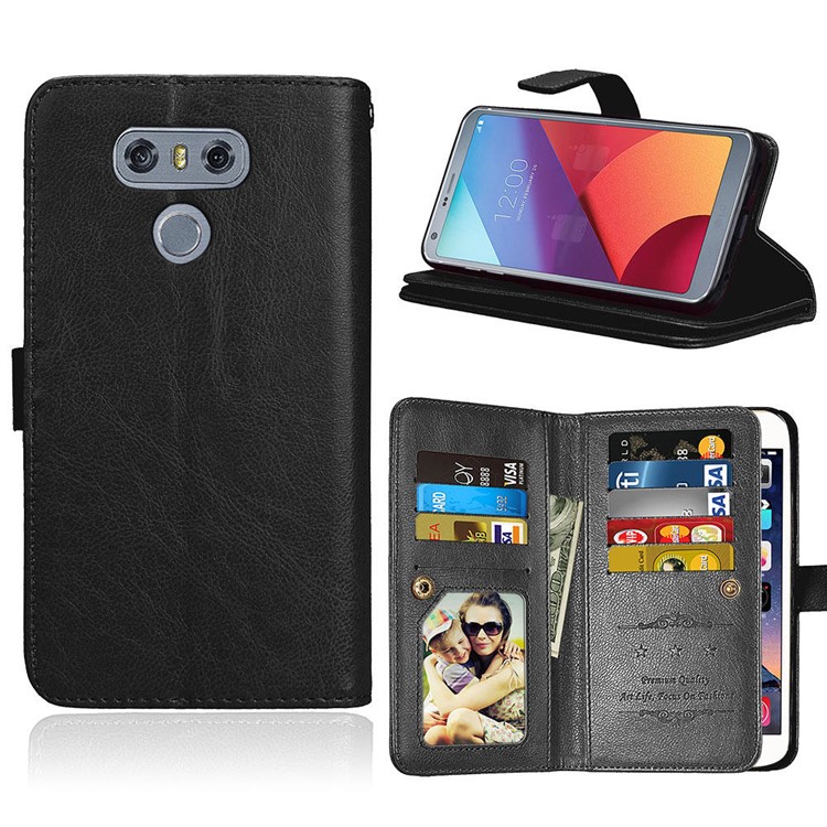 Crazy Horse Stand Wallet Leather Cell Phone Case for LG G6 - Black-1
