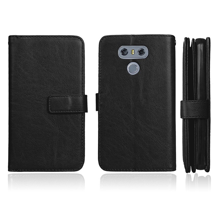 Crazy Horse Stand Wallet Leather Cell Phone Case for LG G6 - Black-2