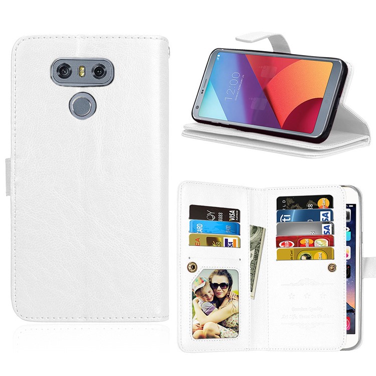 Crazy Horse Stand Wallet Leather Cell Phone Cover for LG G6 - White-1