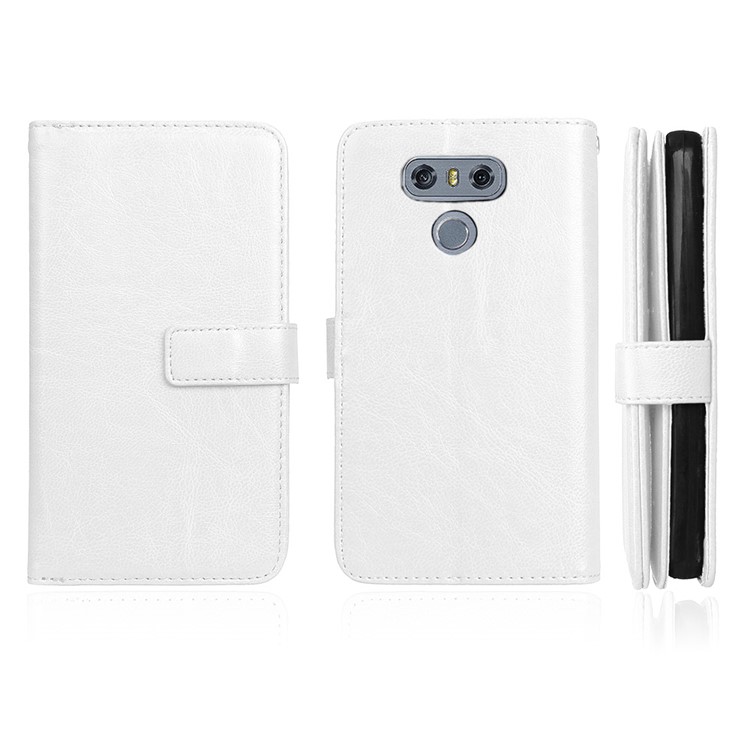 Crazy Horse Stand Wallet Leather Cell Phone Cover for LG G6 - White-2