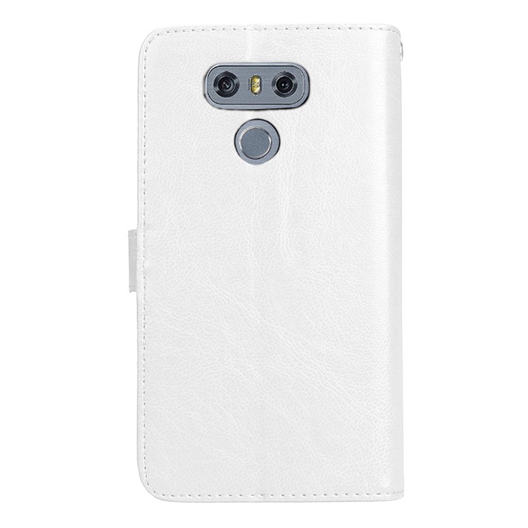 Crazy Horse Stand Wallet Leather Cell Phone Cover for LG G6 - White-4