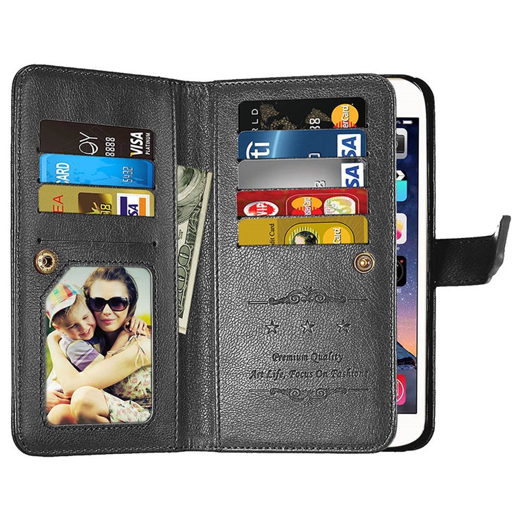 Crazy Horse Wallet Leather Folio Stand Mobile Phone Case Accessory with 9 Card Slots for LG K3 (2017) - Black-11