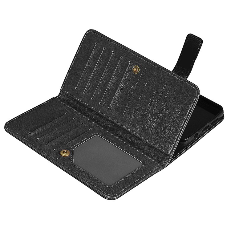 Crazy Horse Wallet Leather Folio Stand Mobile Phone Case Accessory with 9 Card Slots for LG K3 (2017) - Black-12