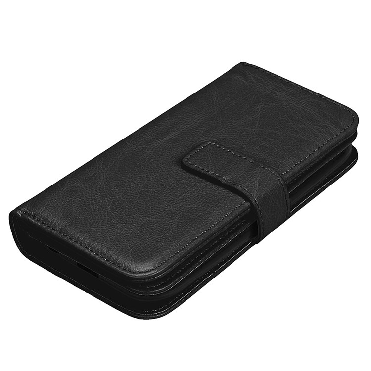Crazy Horse Wallet Leather Folio Stand Mobile Phone Case Accessory with 9 Card Slots for LG K3 (2017) - Black-6