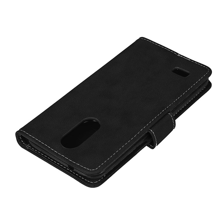 Matte PU Leather Stand Wallet Protection Phone Case for LG K4 (2017 ) US Version - Black-10