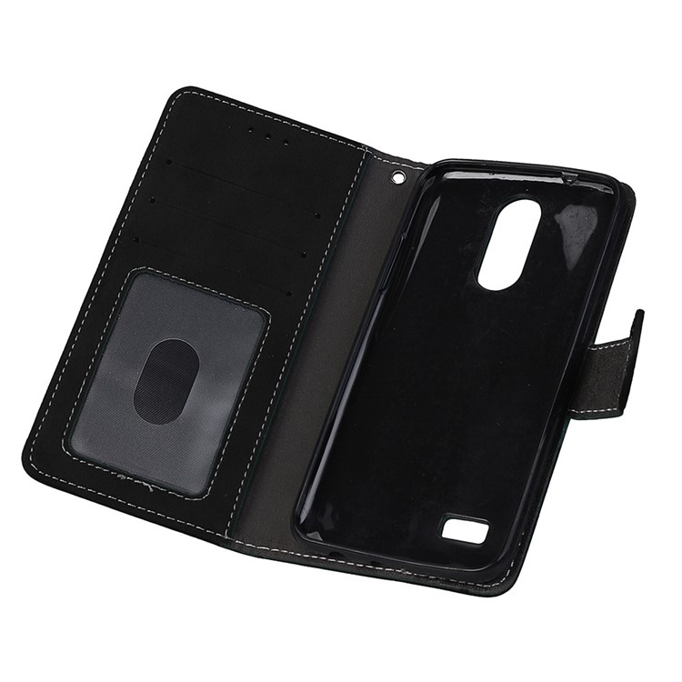 Matte PU Leather Stand Wallet Protection Phone Case for LG K4 (2017 ) US Version - Black-12