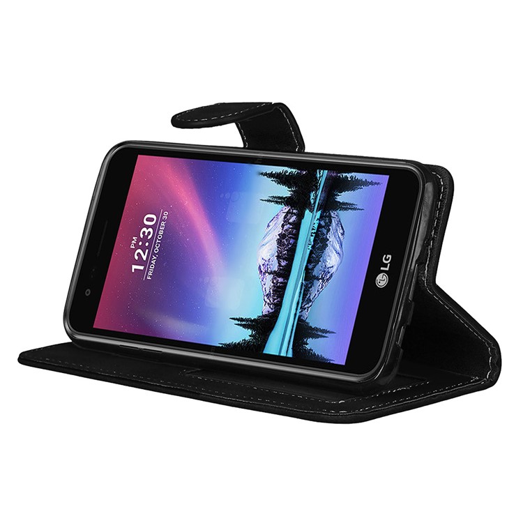 Matte PU Leather Stand Wallet Protection Phone Case for LG K4 (2017 ) US Version - Black-13