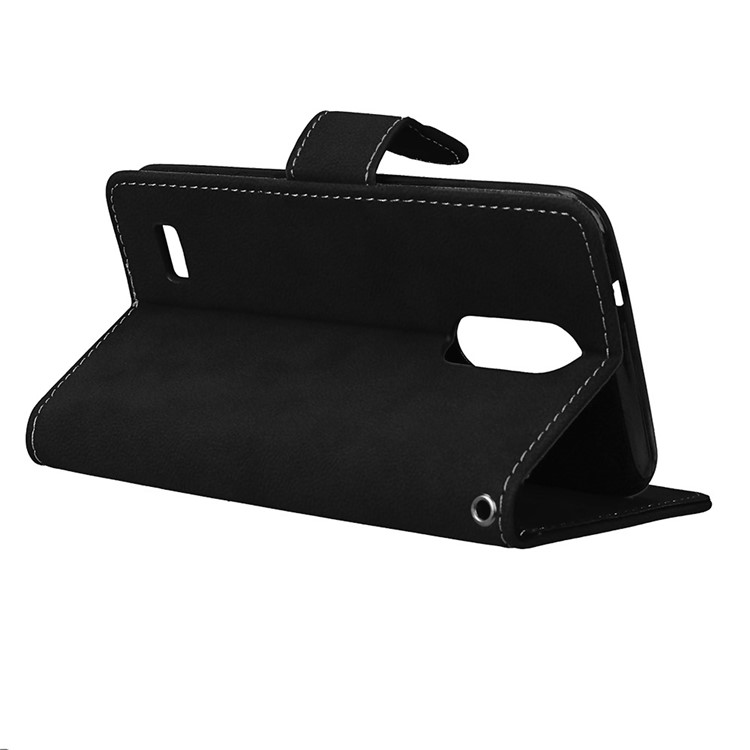 Matte PU Leather Stand Wallet Protection Phone Case for LG K4 (2017 ) US Version - Black-14