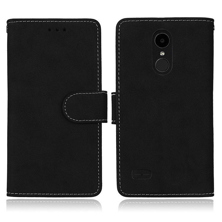 Matte PU Leather Stand Wallet Protection Phone Case for LG K4 (2017 ) US Version - Black-2