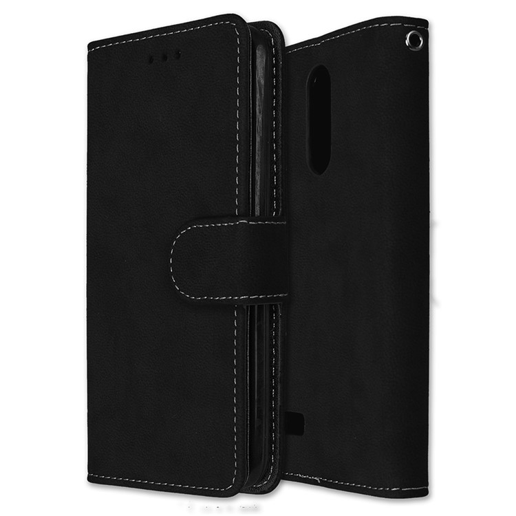 Matte PU Leather Stand Wallet Protection Phone Case for LG K4 (2017 ) US Version - Black-3