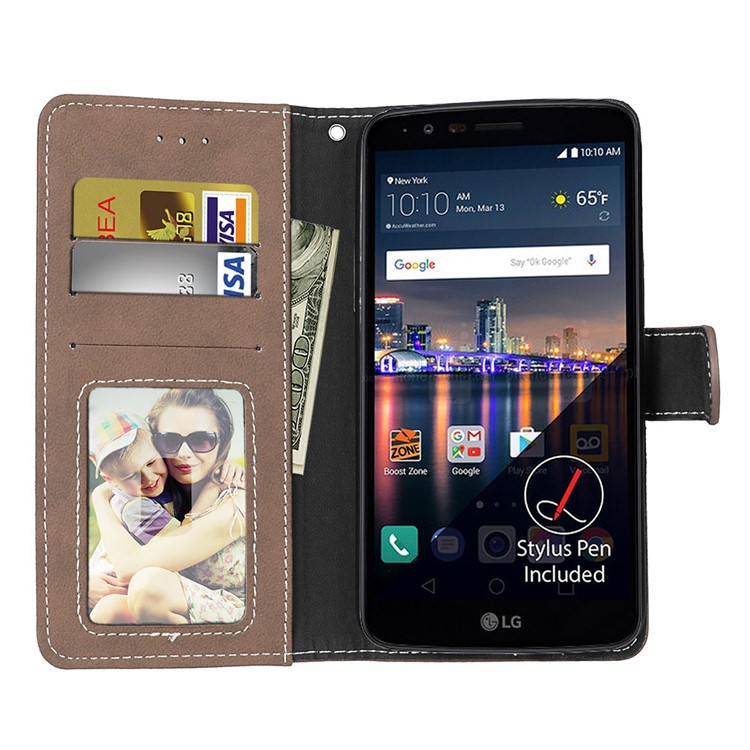For LG Stylus 3 Matte Magnetic Leather Flip Stand Mobile Phone Protective Case with Card Slots - Light Brown-11