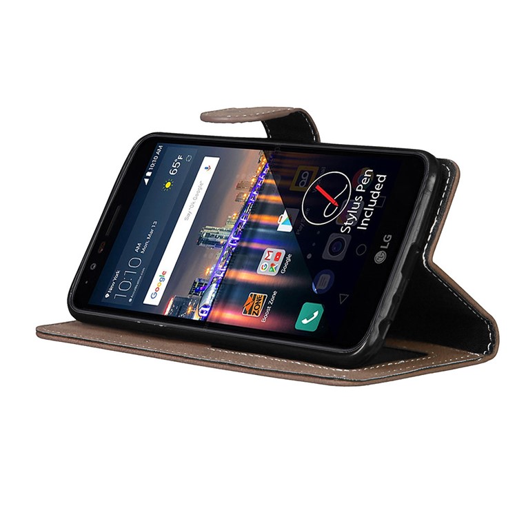 For LG Stylus 3 Matte Magnetic Leather Flip Stand Mobile Phone Protective Case with Card Slots - Light Brown-13