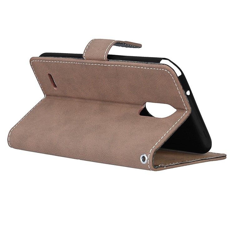 For LG Stylus 3 Matte Magnetic Leather Flip Stand Mobile Phone Protective Case with Card Slots - Light Brown-14