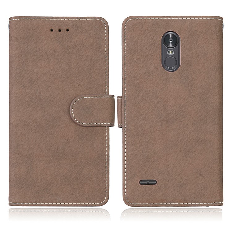 For LG Stylus 3 Matte Magnetic Leather Flip Stand Mobile Phone Protective Case with Card Slots - Light Brown-2