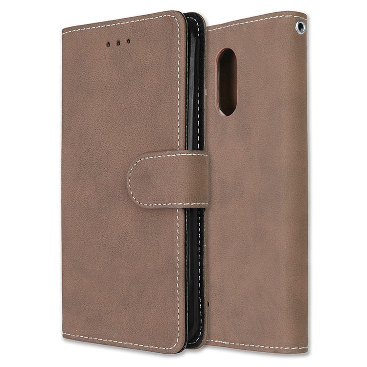 For LG Stylus 3 Matte Magnetic Leather Flip Stand Mobile Phone Protective Case with Card Slots - Light Brown-3