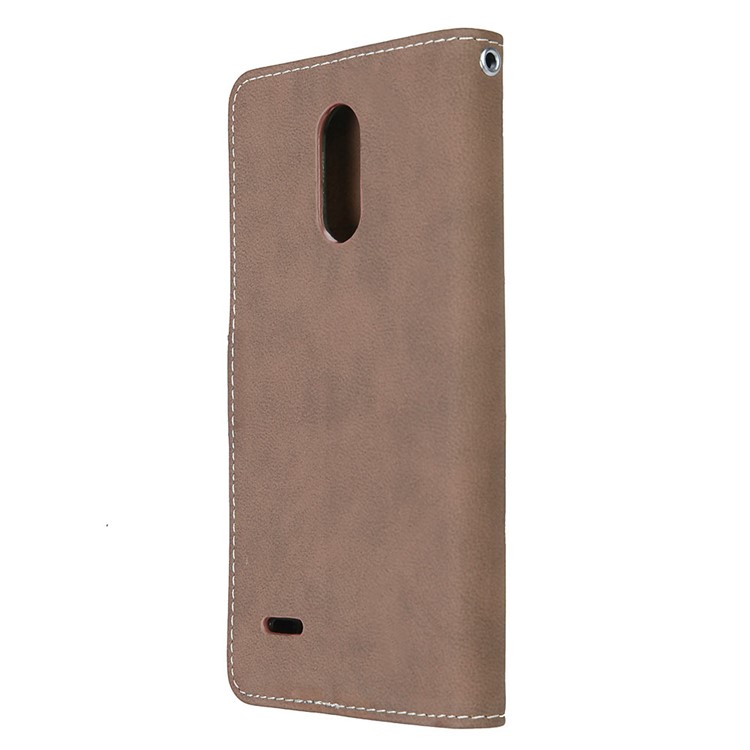 For LG Stylus 3 Matte Magnetic Leather Flip Stand Mobile Phone Protective Case with Card Slots - Light Brown-8