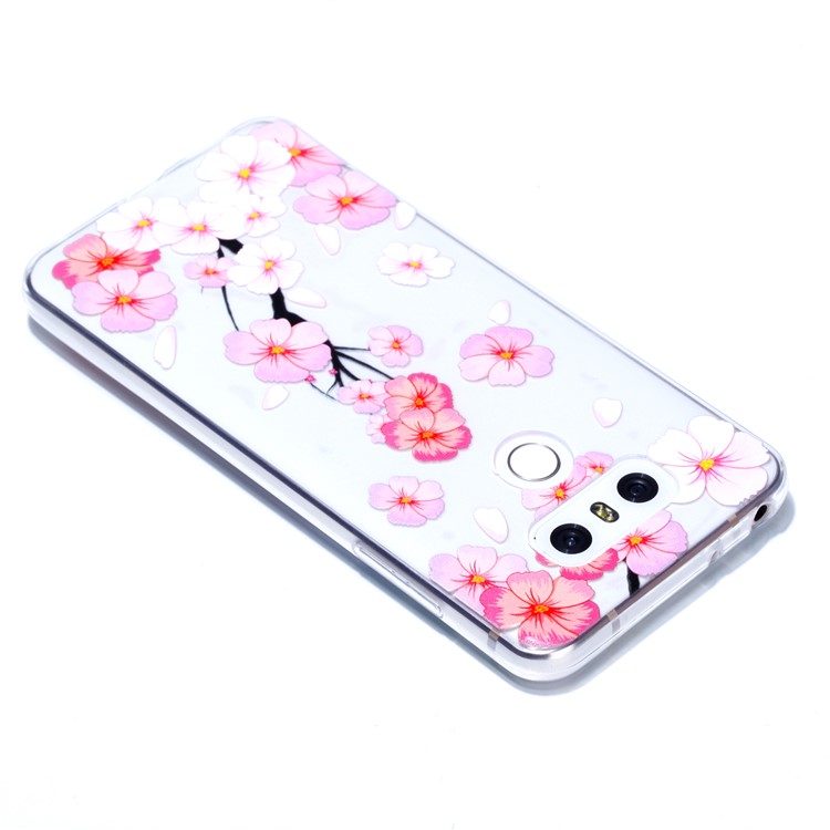 Rubberized Embossed Soft TPU Shell for LG G6 - Pink Flower-5