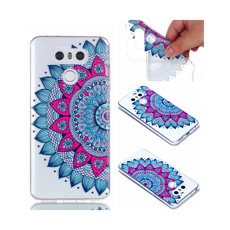 Rubberized Embossed Soft TPU Back Casing for LG G6 - Half Flower-1