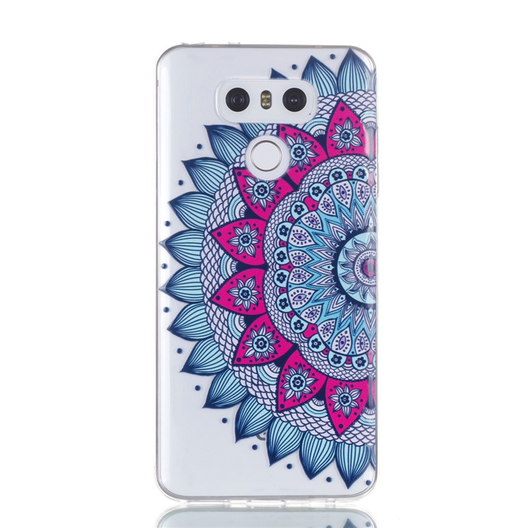 Rubberized Embossed Soft TPU Back Casing for LG G6 - Half Flower-2