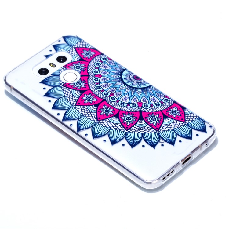 Rubberized Embossed Soft TPU Back Casing for LG G6 - Half Flower-4