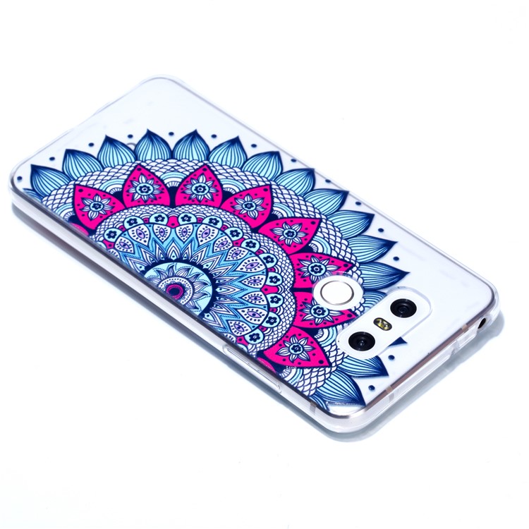 Rubberized Embossed Soft TPU Back Casing for LG G6 - Half Flower-5
