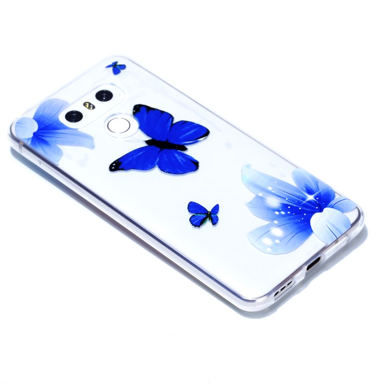 Rubberized Embossed Soft TPU Protective Phone Case for LG G6 - Purple Butterfly and Flower-4