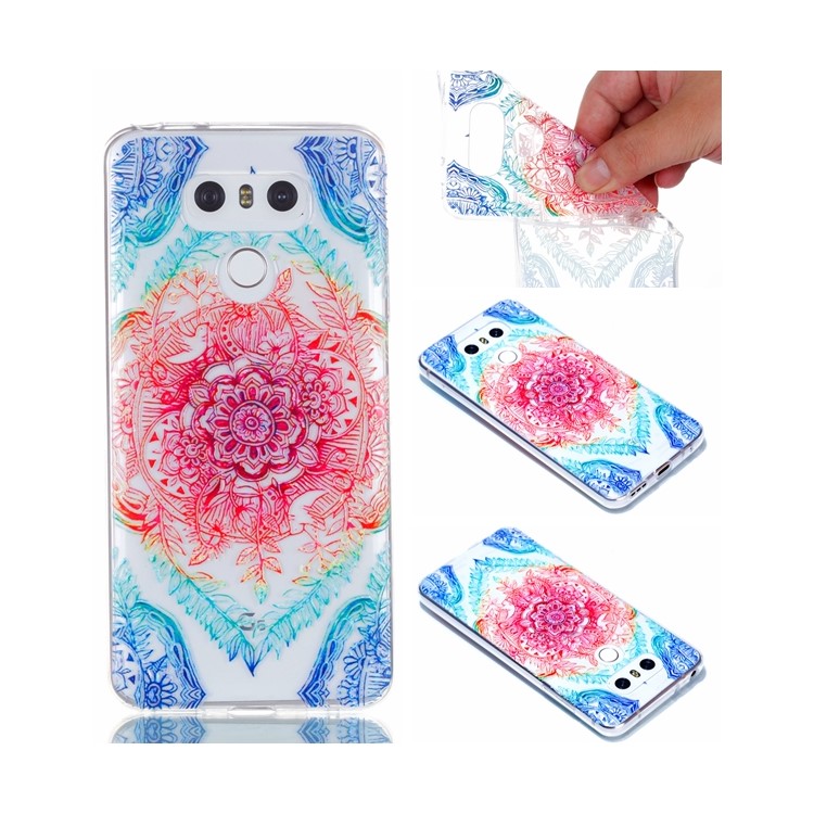 Rubberized Embossed Soft Slim TPU Mobile Phone Shell for LG G6 - Colorful Flower-1