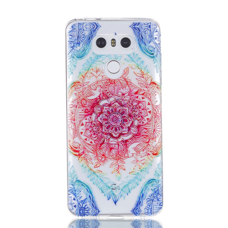 Rubberized Embossed Soft Slim TPU Mobile Phone Shell for LG G6 - Colorful Flower-2