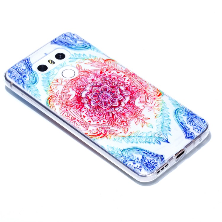 Rubberized Embossed Soft Slim TPU Mobile Phone Shell for LG G6 - Colorful Flower-4