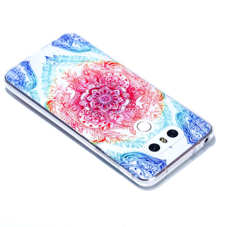 Rubberized Embossed Soft Slim TPU Mobile Phone Shell for LG G6 - Colorful Flower-5
