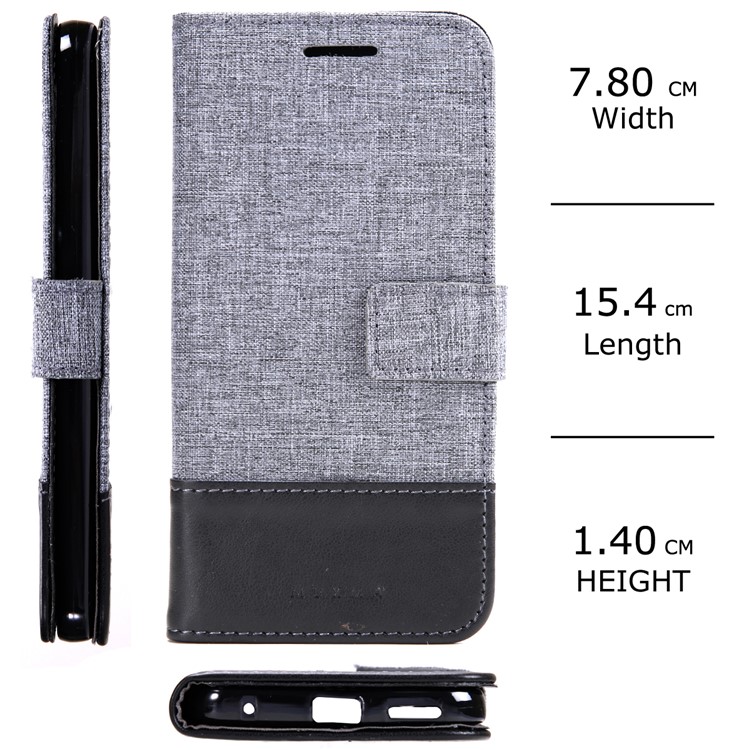 Muxma Leather Folio Canvas Stand Case de Teléfono Para LG G6 - Negro