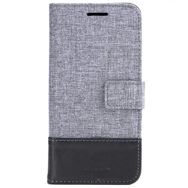 MUXMA Leather Folio Canvas Splicing Stand Phone Case for LG G6 - Black-19