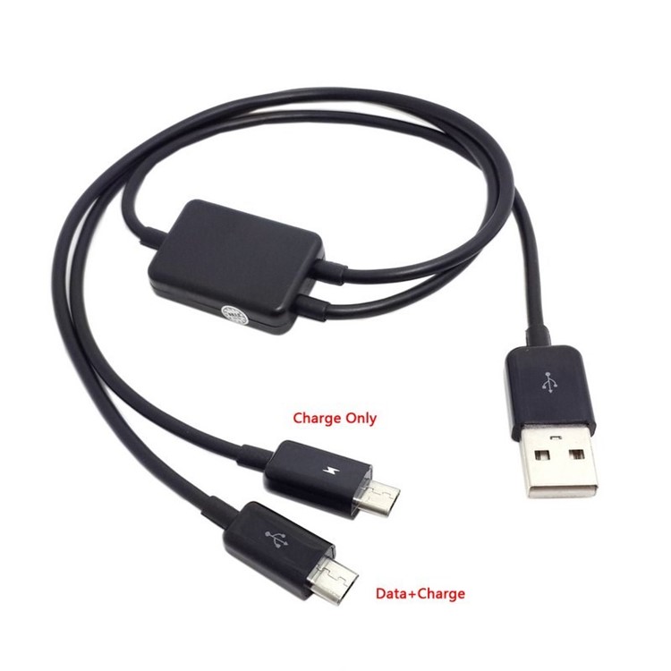 2 in 1 USB to Dual Micro USB Data Sync and Charging Splitter Cable for Samsung HTC (GT-159-BK) - Black-2